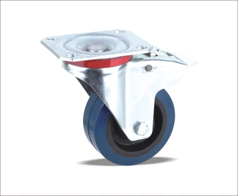 100 125 160 200 Diameter Aluminum Core Elastic Rubber Wheel Swivel Caster